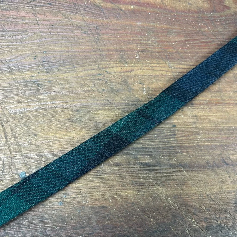 Polo Ralph Lauren PRL Plaid Wool Leather Belt Size 38 Blackwatch
